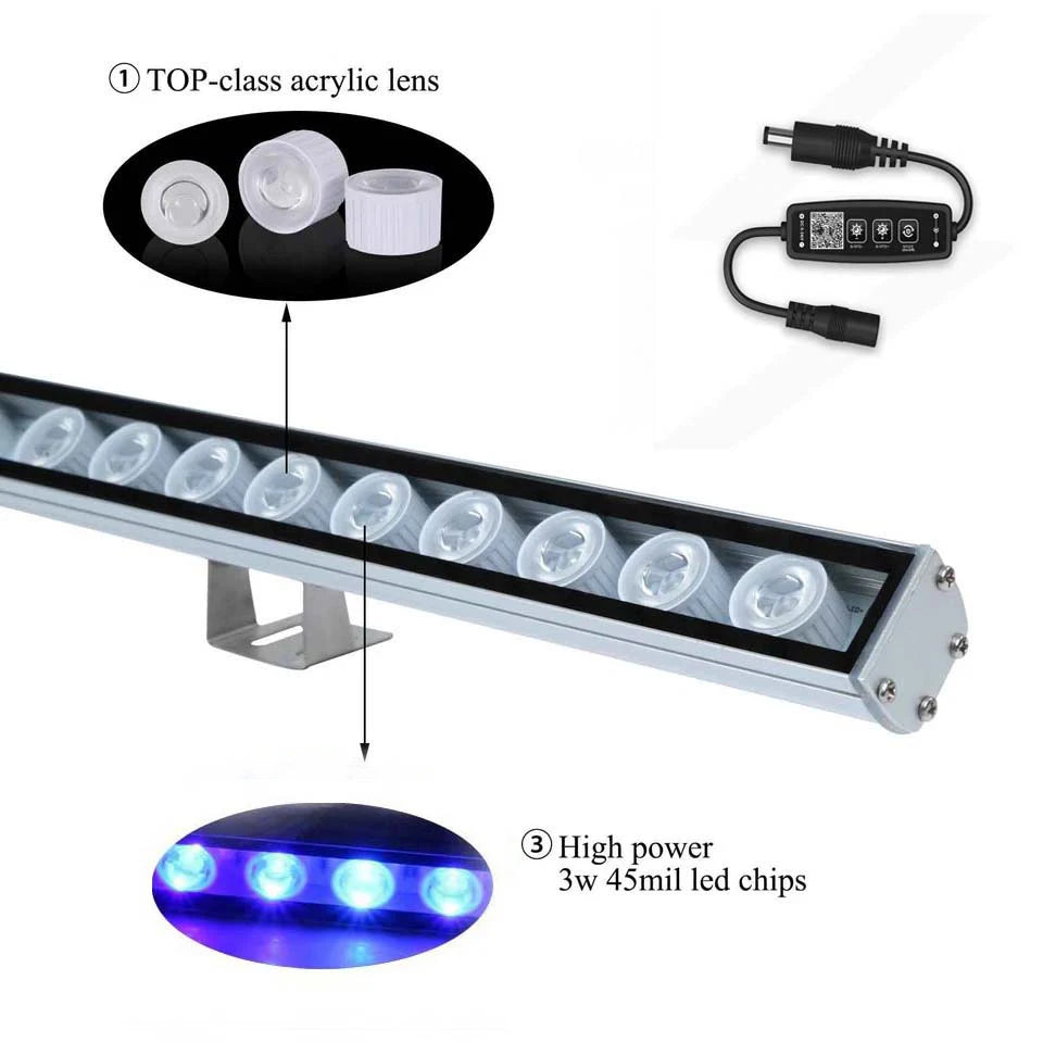 POPULARGROW Dimmable 115CM LED Aquarium Light with All 470nm Blue Spectrum LEDs 108W LED Strip Light for Coral Reef Fish Tank