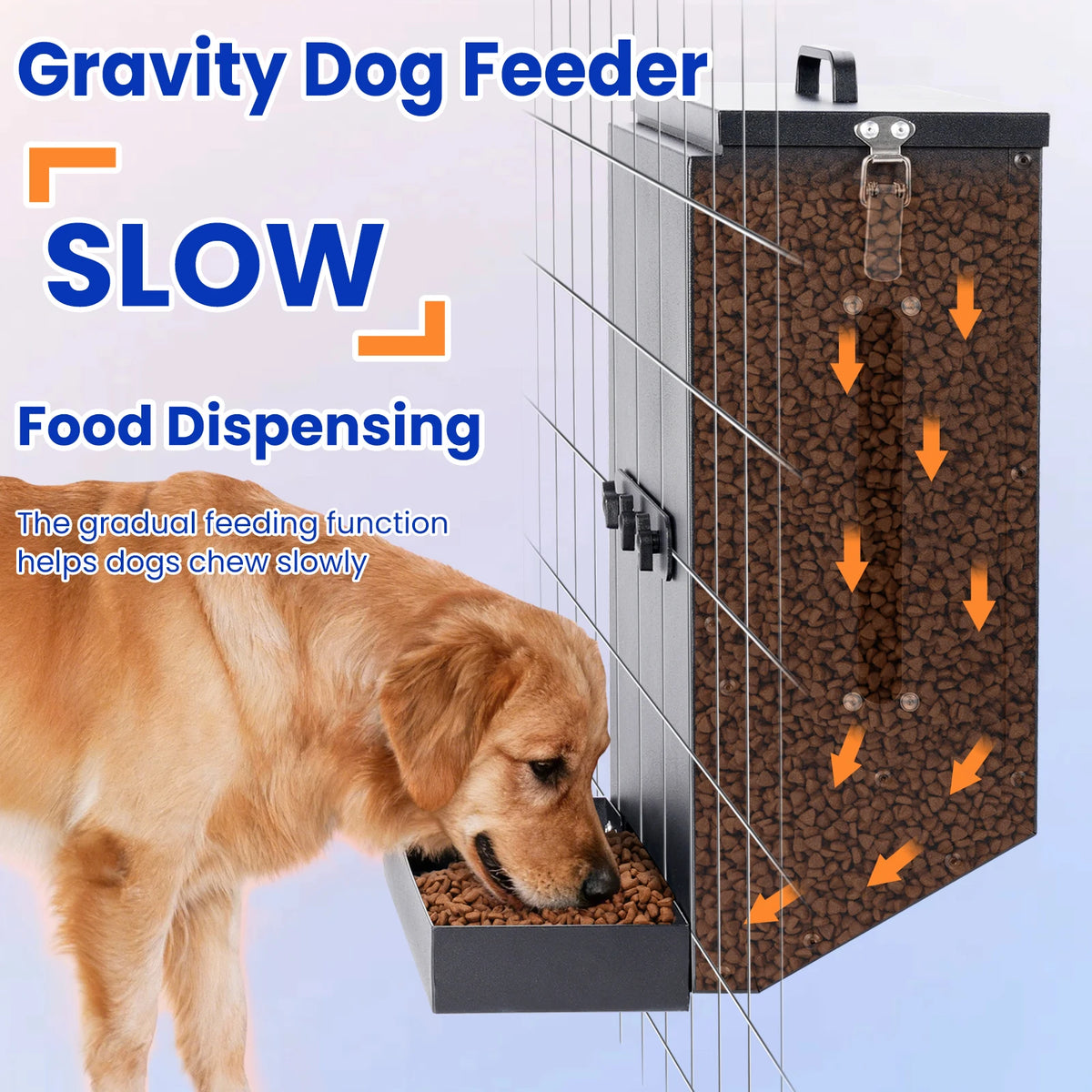 Large Stainless Steel Hanging Dog Bowl Feeder for Crate Cage - No Spill Pet Food Dispenser
