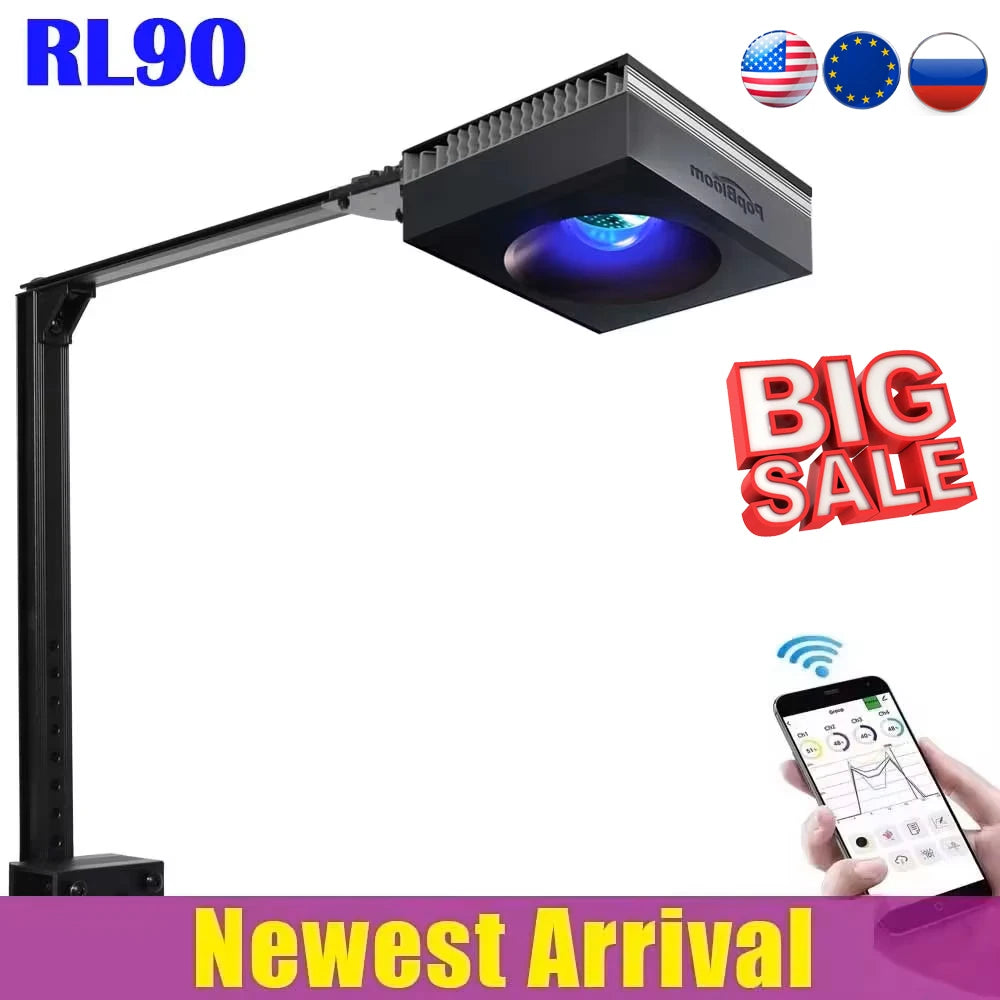 PopBloom-Marine Aquarium Light 60W/100W, Reef Aquarium LED Lamp for 30-70cm Reef Coral SPS LPS Saltwater Tank