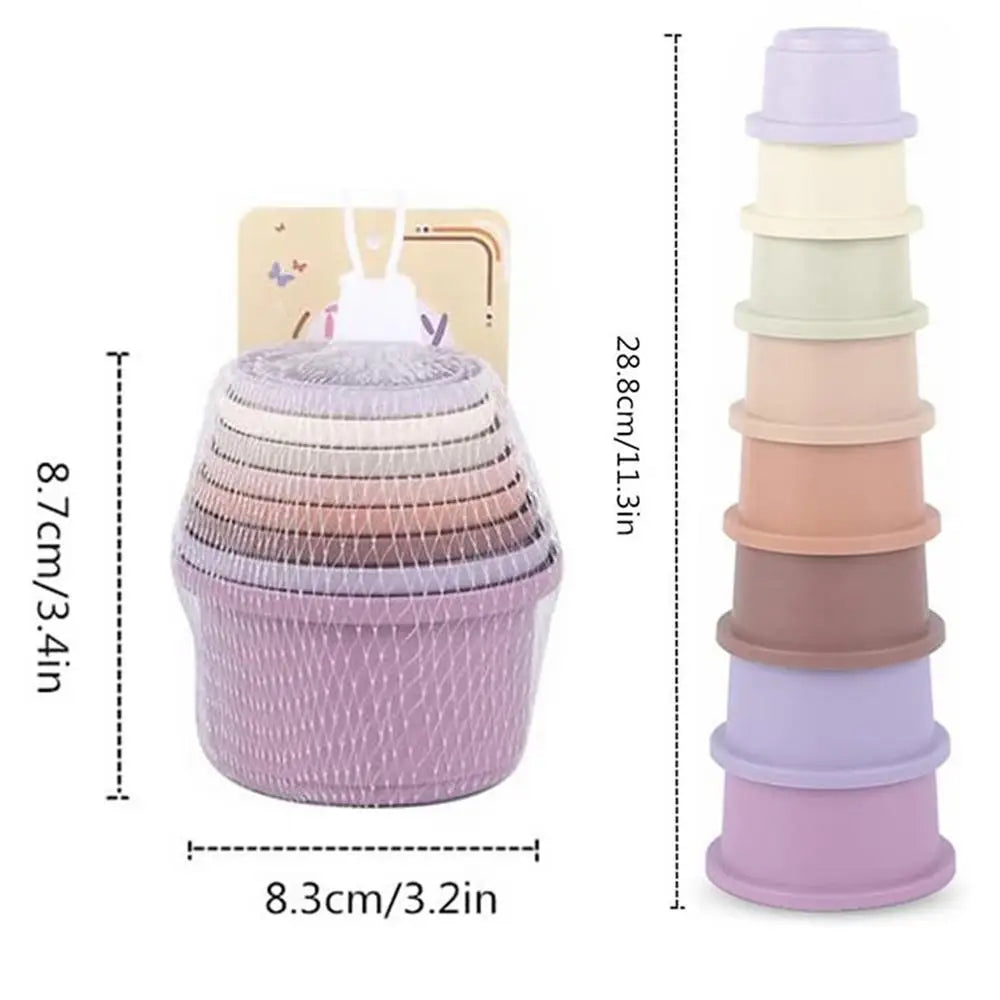 8Pcs Stacking Cups Toys for Rabbits Chinchillas Guinea Pigs Multi-Colored Reusable Plastic Nesting Toys Stacking Cups Set