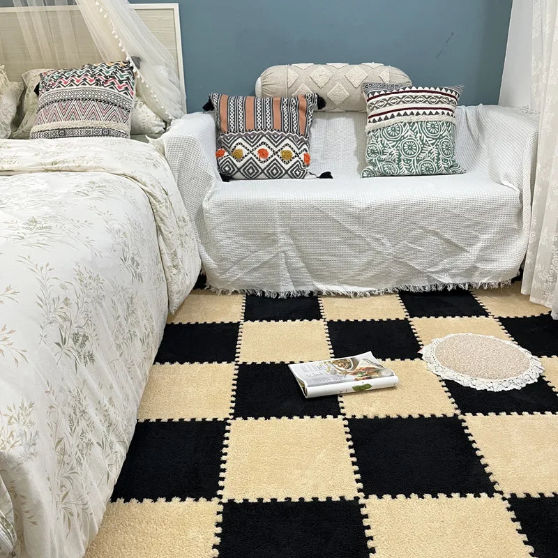 Soft Plush Warm Carpet Baby Play Mat Baby Bedroom Patchwork Carpet EVA Foam Interlocking Sports Floor Tiles Baby Warm Game Mat