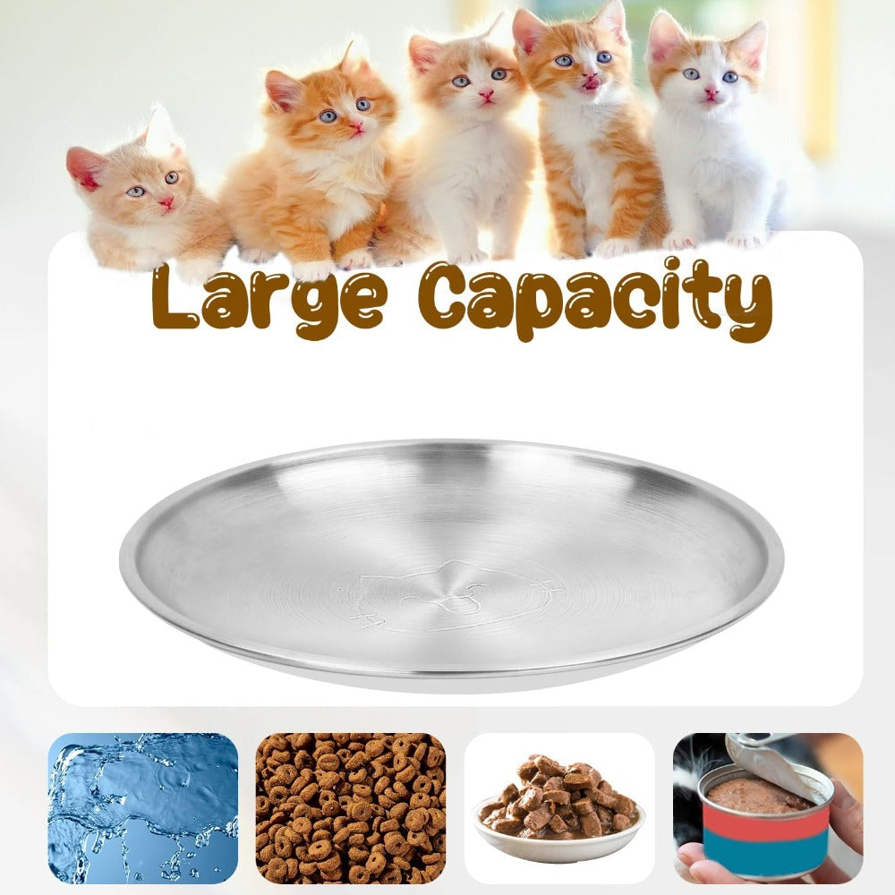 4pcs Whisker-Friendly Stainless Steel Cat Bowls Set - 6.7" Wide Metal Food Bowls with Non-Slip Base, 13oz Capacity, Durable & Easy-Clean Design for Indoor/Outdoor Use, Without Battery