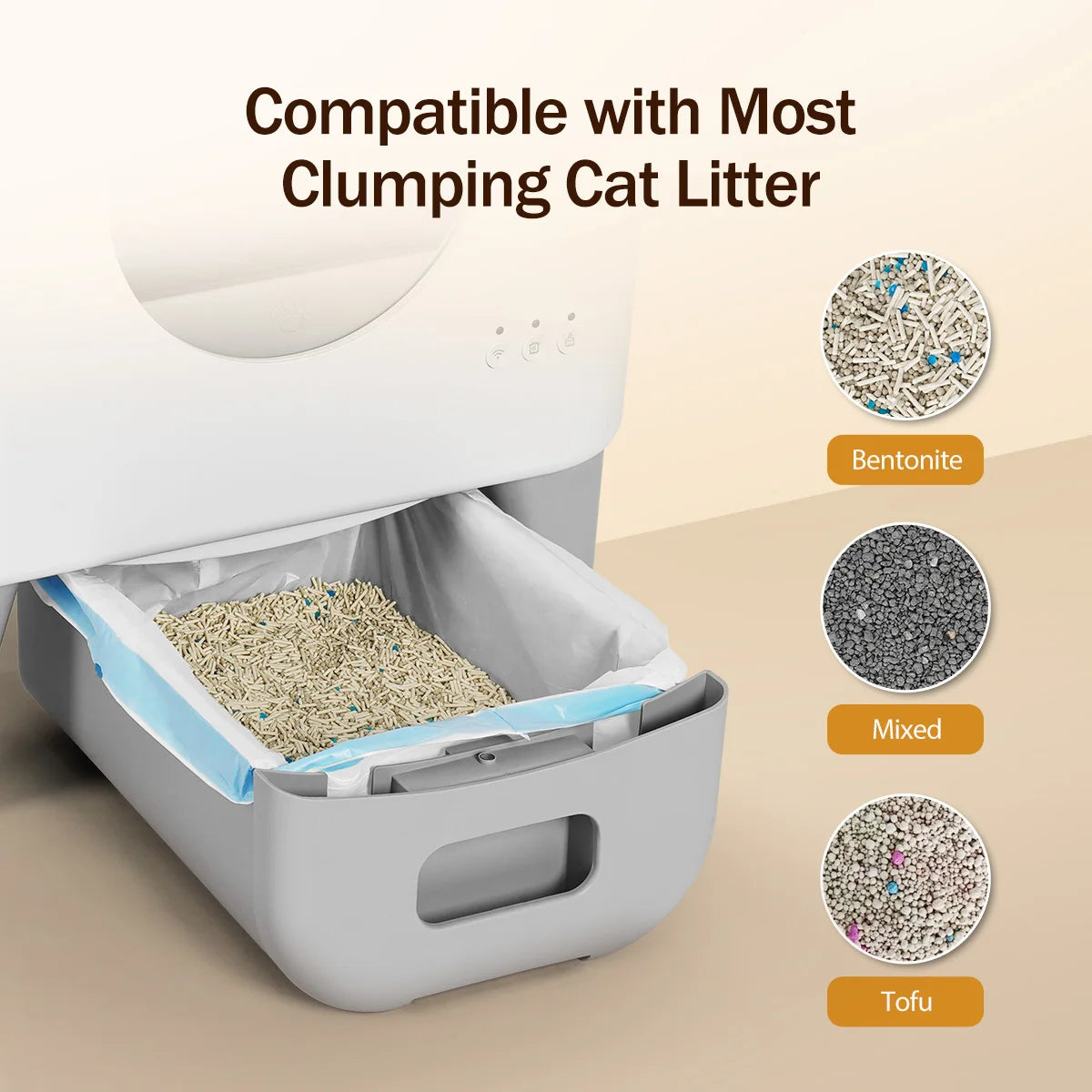 95L Self Cleaning Automatic Cat Litter Box, Smart App Monitor Enclosed Kitty Litter Box,Large Space for Multi-Cat Household White