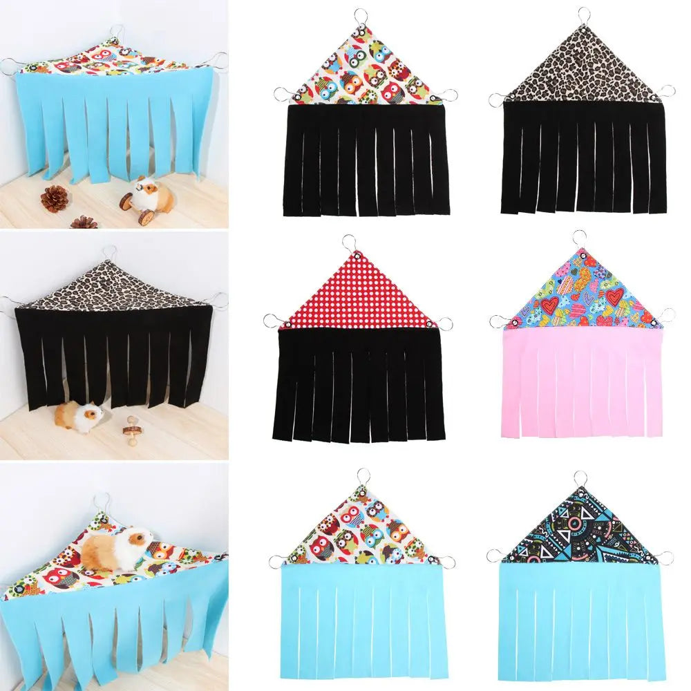 Small Animal Sleeping Bed Pet Tassel Tent Squirrel Hammock Guinea Pig Hideout Hideaway Corner House Hamster Nest