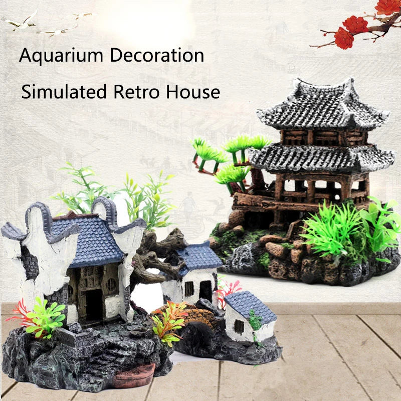 Resin Aquarium Rockery Mountain Decoration Artificial View Rock Cave Stone Tree Fish Tank Ornament Aquarium Decor Home New
