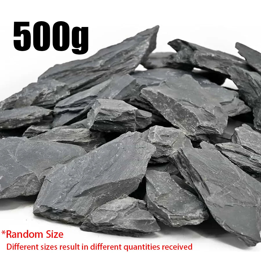 500/1000g Grey Slate Stone Flat Rocks, Irregular Thin Slate Chips, Decorative Stone Slices for Aquarium Landscaping, Garden XJM
