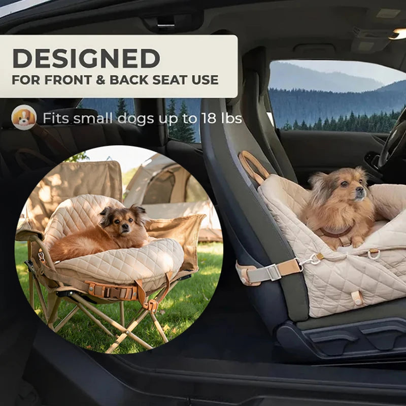 3‑in‑1 Dog Car Booster Seat for Small Dogs, Travel Carrier Car Dog Bed Pet Mat, Washable Cover Non‑Slip Bottom Multifunctional Pet Travel Accessory