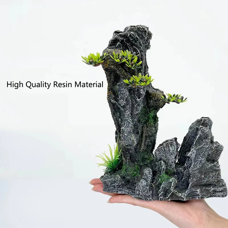 Resin Aquarium Rockery Mountain Decoration Artificial View Rock Cave Stone Tree Fish Tank Ornament Aquarium Decor Home New