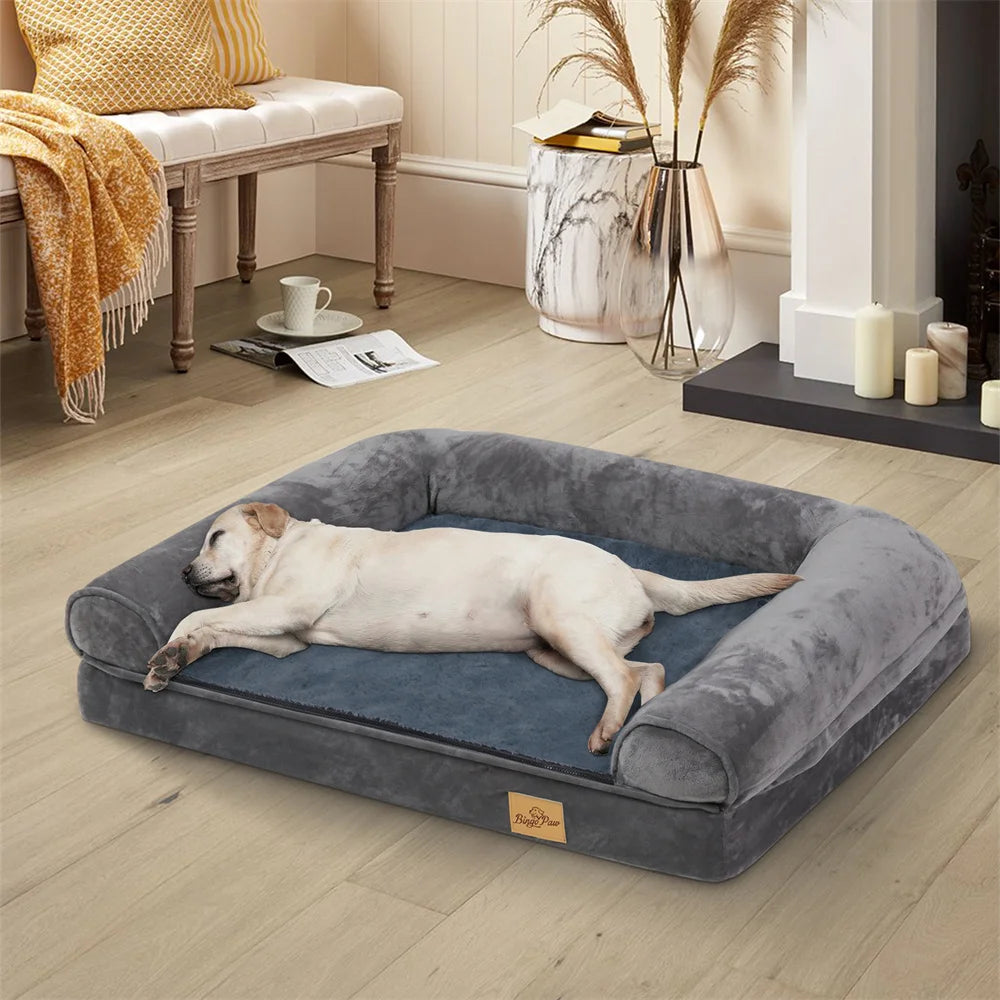 XXL XL Large Calming Dog Bed Orthopedic Memory Foam Sofa Couch Waterproof Removable Cover Plush Mat for Small Medium Large Dogs