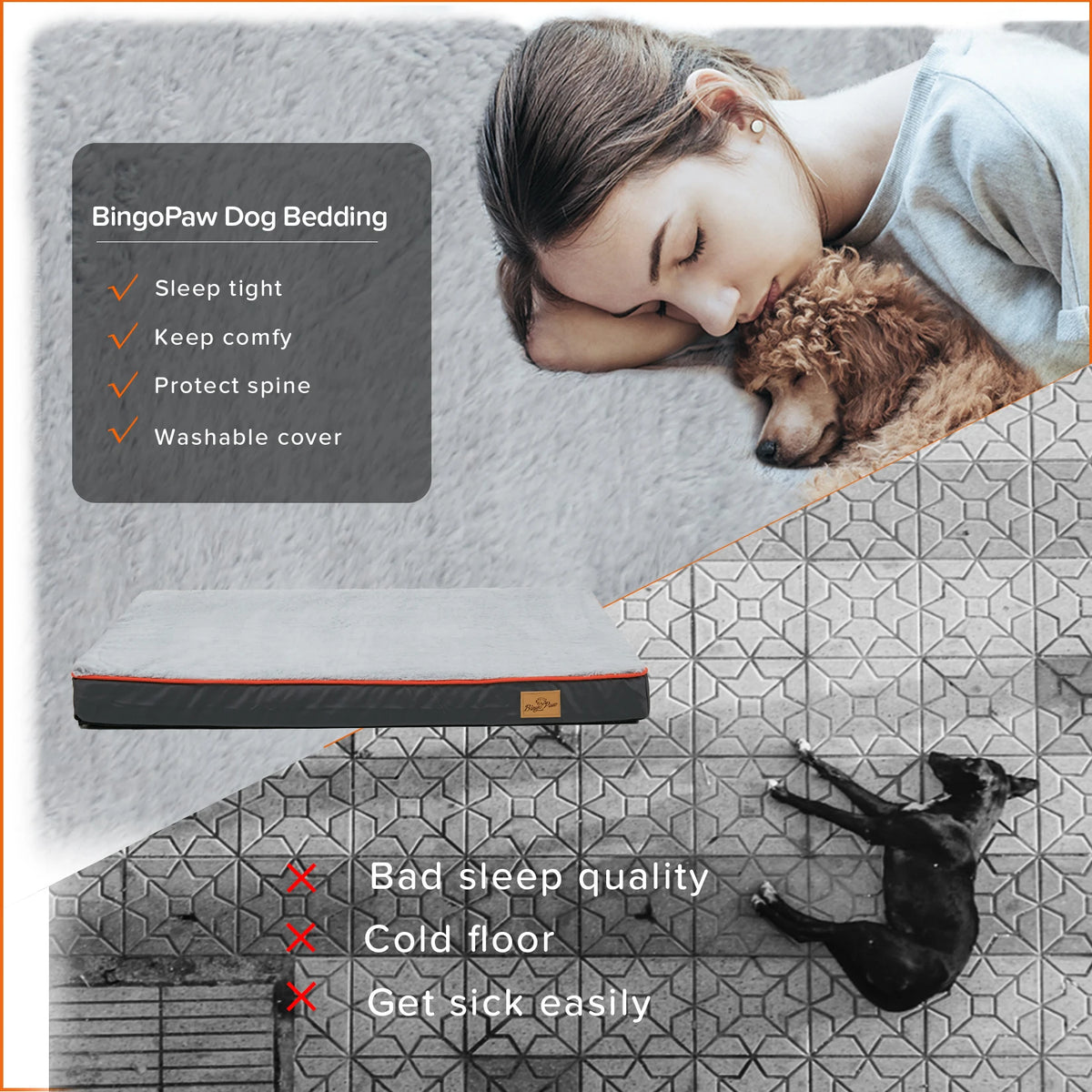 Large Orthopedic Dog Bed with Memory Foam and Washable Cover