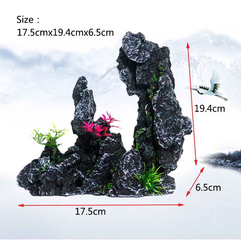 Resin Aquarium Rockery Mountain Decoration Artificial View Rock Cave Stone Tree Fish Tank Ornament Aquarium Decor Home New
