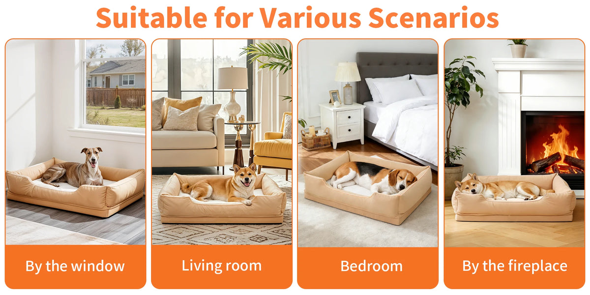 Extra Large Orthopedic Dog Bed Soft Calming Pet Sofa Couch Enhanced Bolster Deep Snuggle Bed