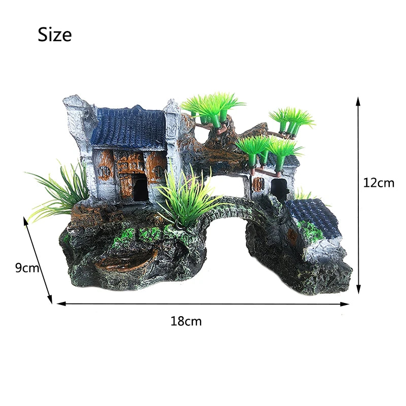 Resin Aquarium Rockery Mountain Decoration Artificial View Rock Cave Stone Tree Fish Tank Ornament Aquarium Decor Home New