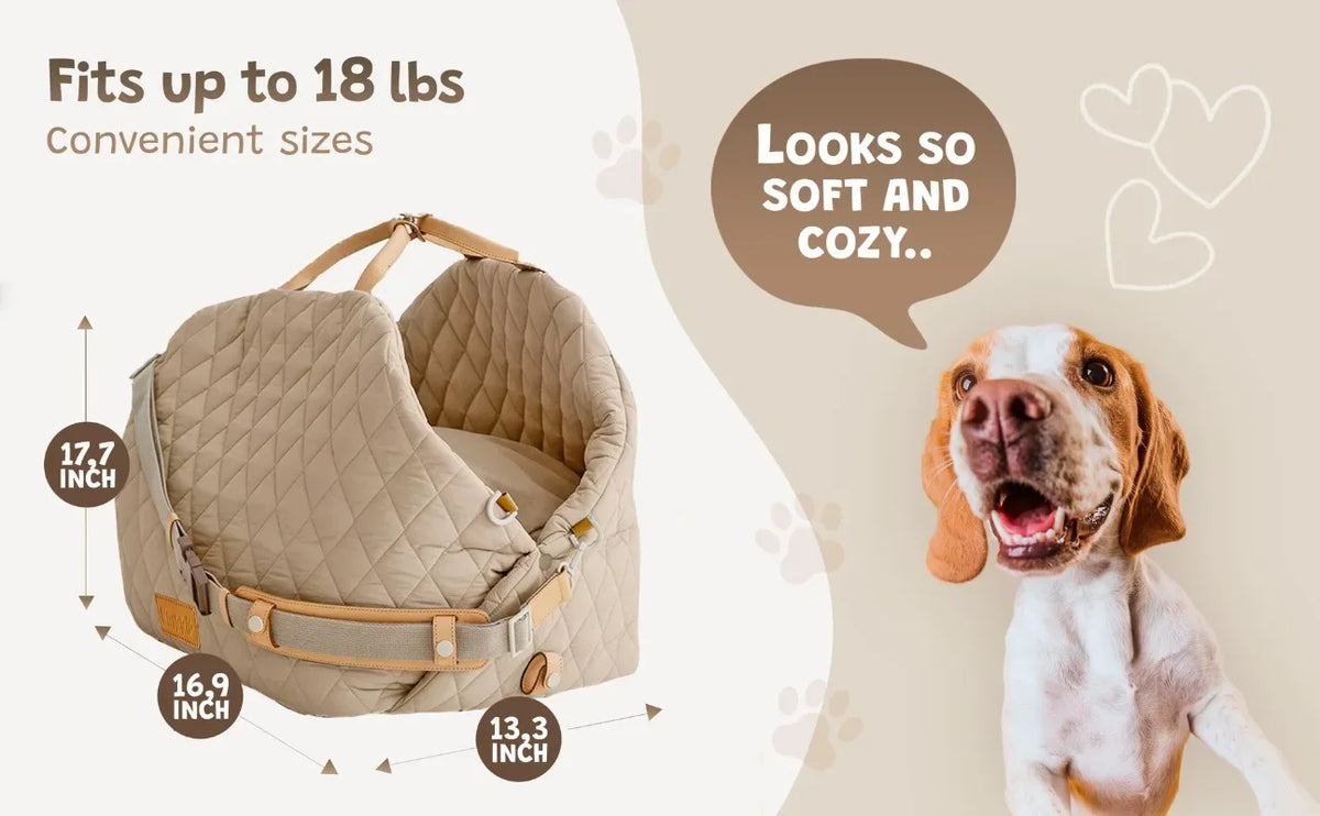 3‑in‑1 Dog Car Booster Seat for Small Dogs, Travel Carrier Car Dog Bed Pet Mat, Washable Cover Non‑Slip Bottom Multifunctional Pet Travel Accessory
