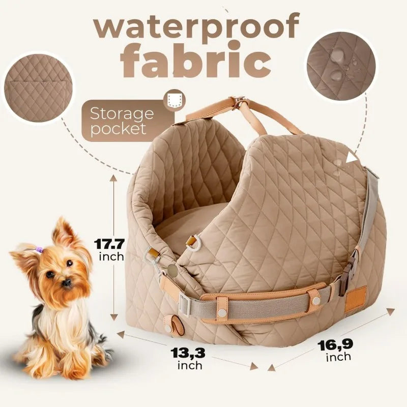 3‑in‑1 Dog Car Booster Seat for Small Dogs, Travel Carrier Car Dog Bed Pet Mat, Washable Cover Non‑Slip Bottom Multifunctional Pet Travel Accessory