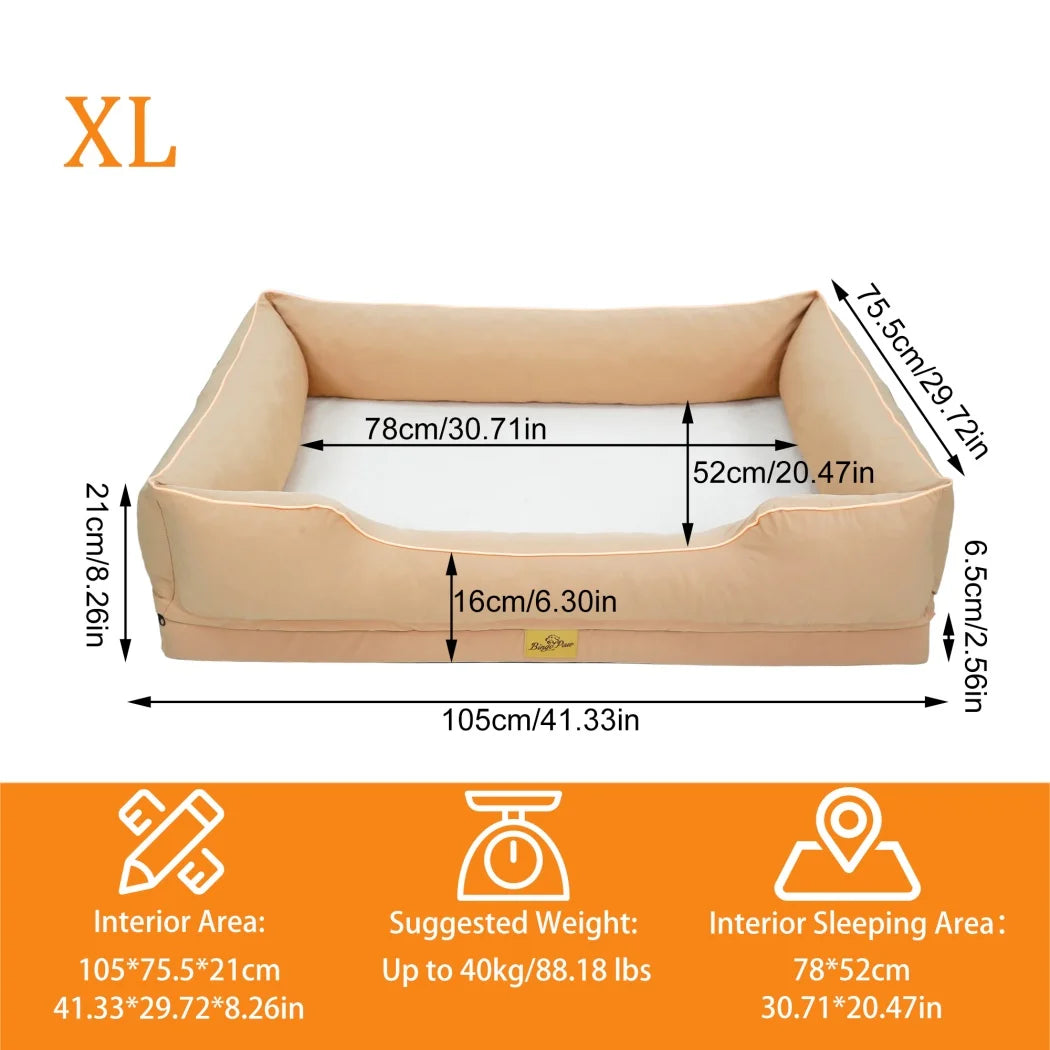 Extra Large Orthopedic Dog Bed Soft Calming Pet Sofa Couch Enhanced Bolster Deep Snuggle Bed