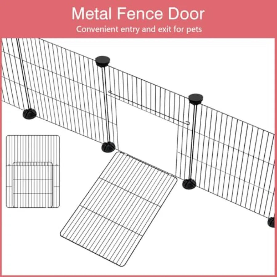 Small Animal Playpen, 48" x 24" x 16" Pet Playpen with Waterproof Mat, CandC Cage for Guinea Pigs, Puppy Play Pen, Bunny Plaype