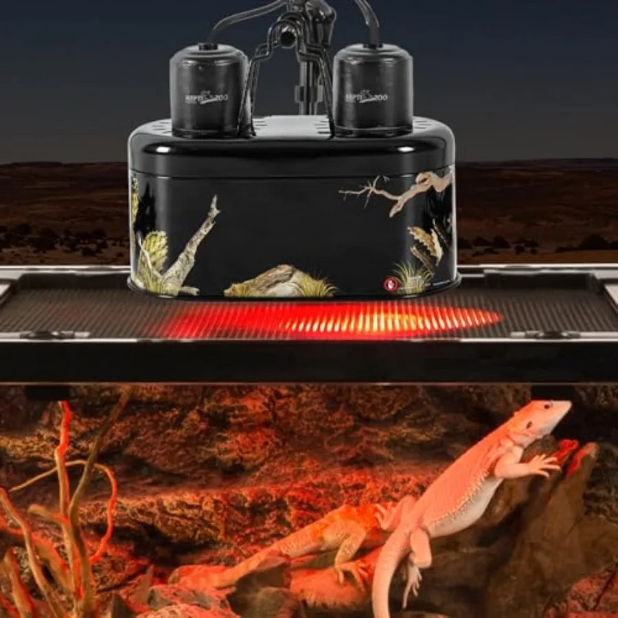 REPTI ZOO Nano Dual Dome Reptile Light Fixture and 25W Reptile Heat Lamp Combo Pack, Mini Daylight Basking Spot Heat Lamp and N