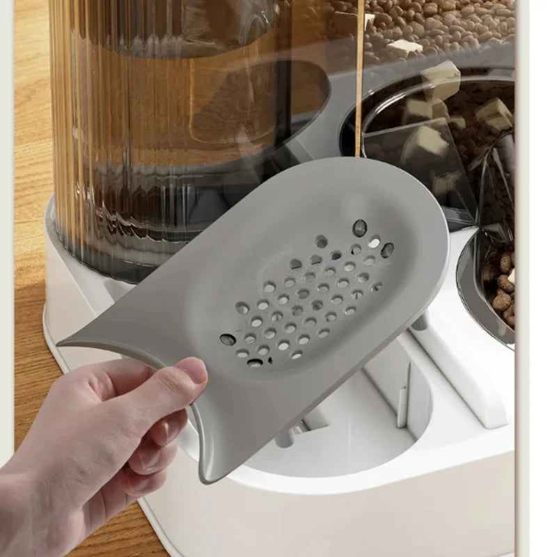 2 in 1 Gravity Pet Feeder Water Fountain Large Capacity Food Water Dispenser Pet Bowl Set for Cats Dogs Puppies Kittens