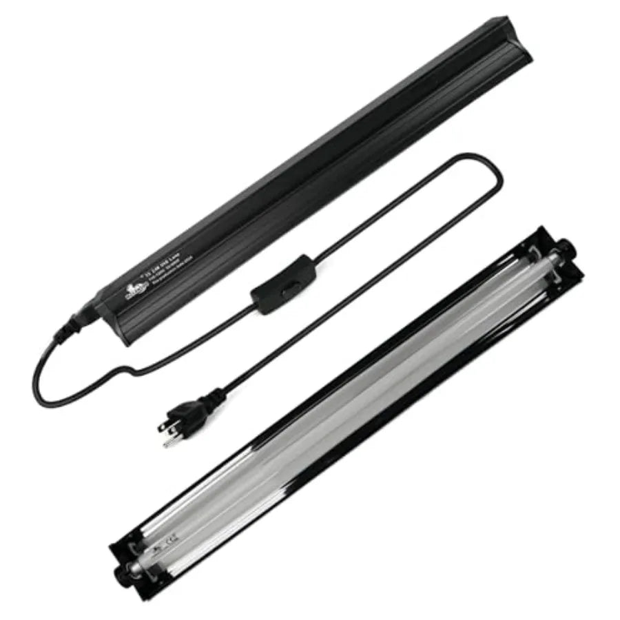T5 UVB Lighting Combo Kit for Reptiles, Light Fixture with Desert T5 UVB Light Bulbs Terrarium Hood Heat Lamp for Breaded Drago