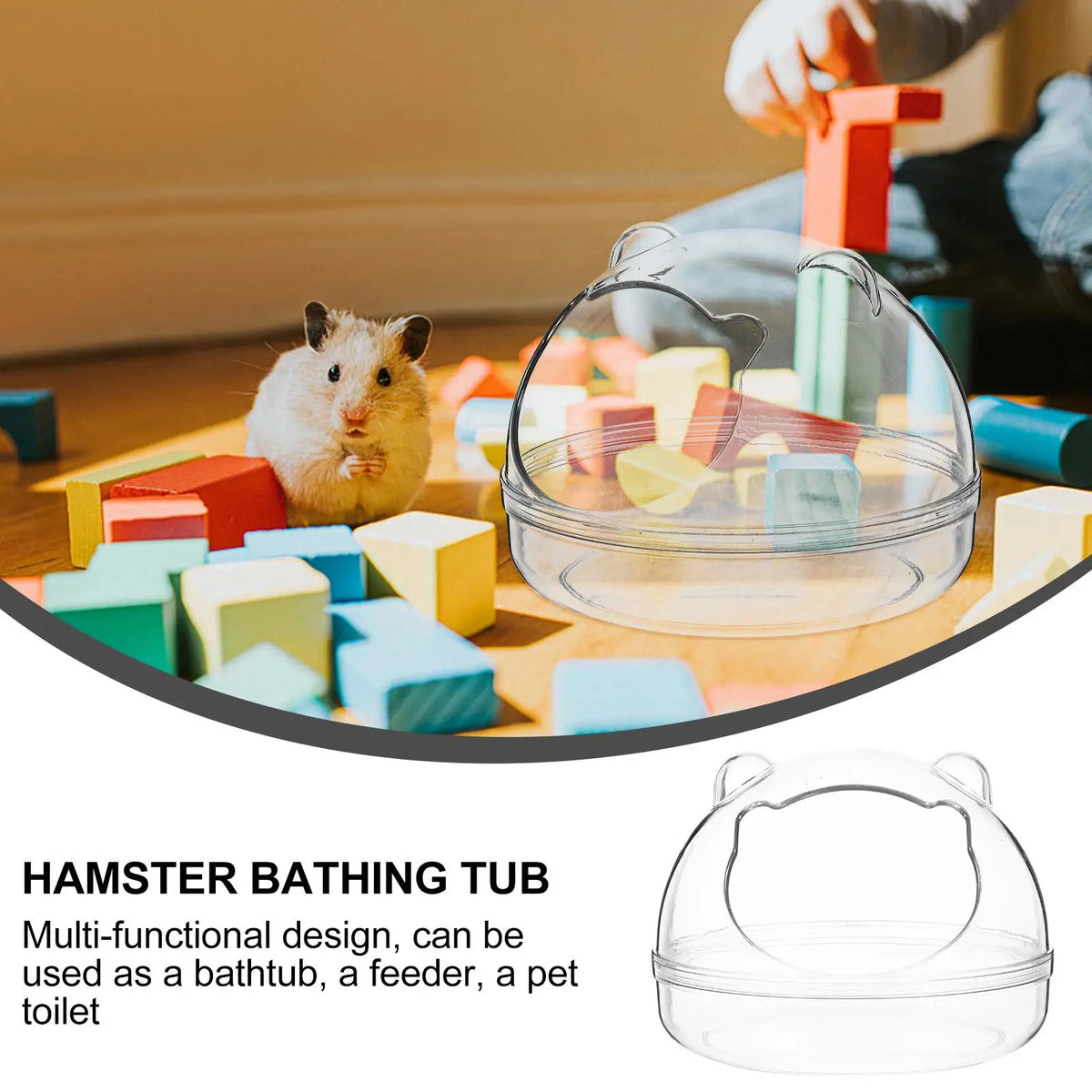 Transparent Plastic Hamster Bath Container Anti Skid Design Small Pet Bathing Tub Guinea Pig Basin Hamster Toilet Grooming