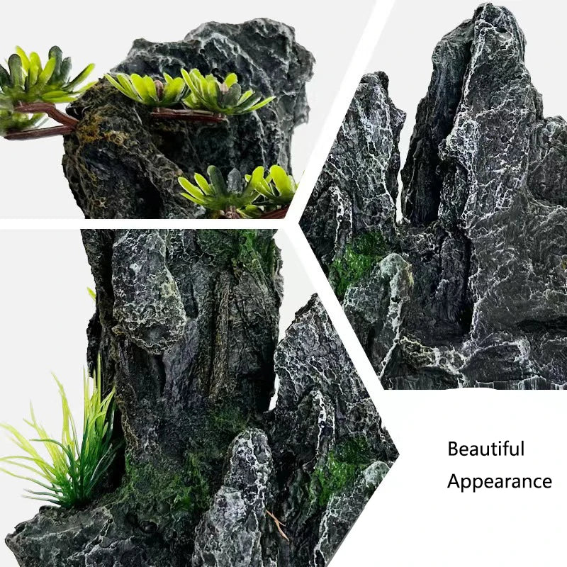 Resin Aquarium Rockery Mountain Decoration Artificial View Rock Cave Stone Tree Fish Tank Ornament Aquarium Decor Home New