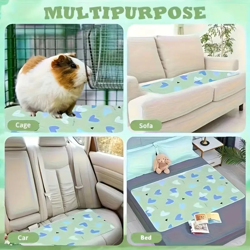 2 Large Pet Pee Pads - Reusable, Super Absorbent, Washable Pee Pads for Small Pets, Suitable for Guinea Pigs, Hamsters, Rabbits, Etc. - Easy-To-Clean Cage Liner 120X80Cm
