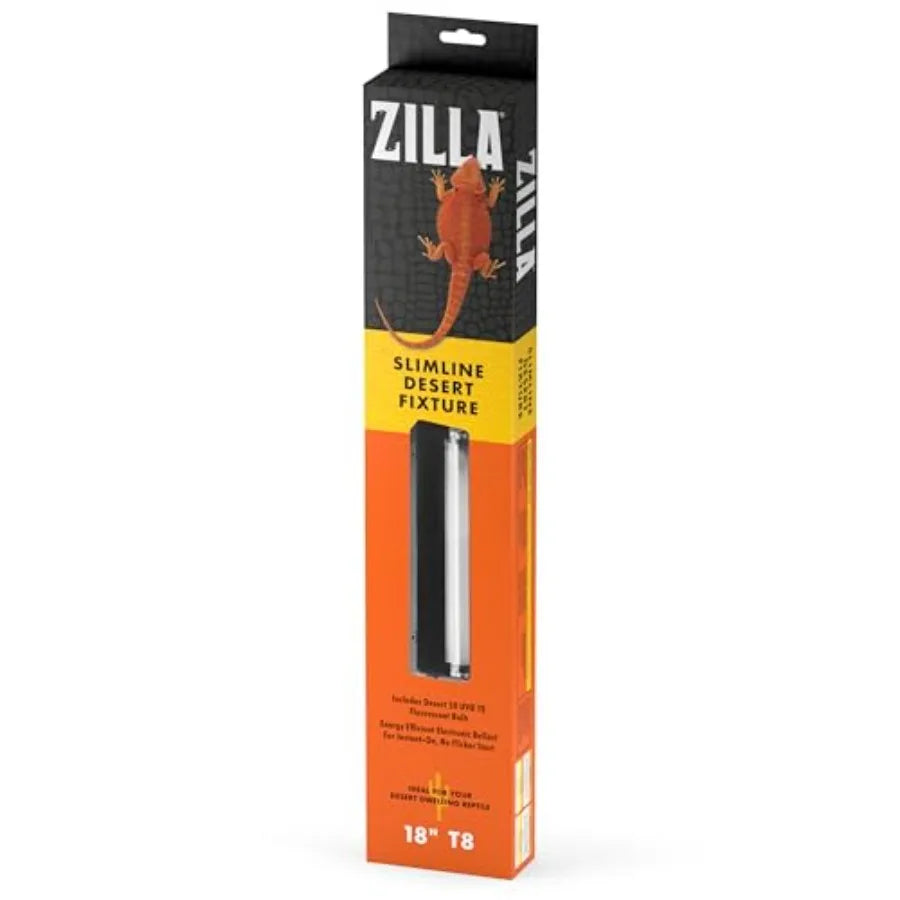 Reptile T8 Slimline Desert Pet Habitat Light Fixture with 15 Watt Fluorescent Bulb, 18 Inches, Black