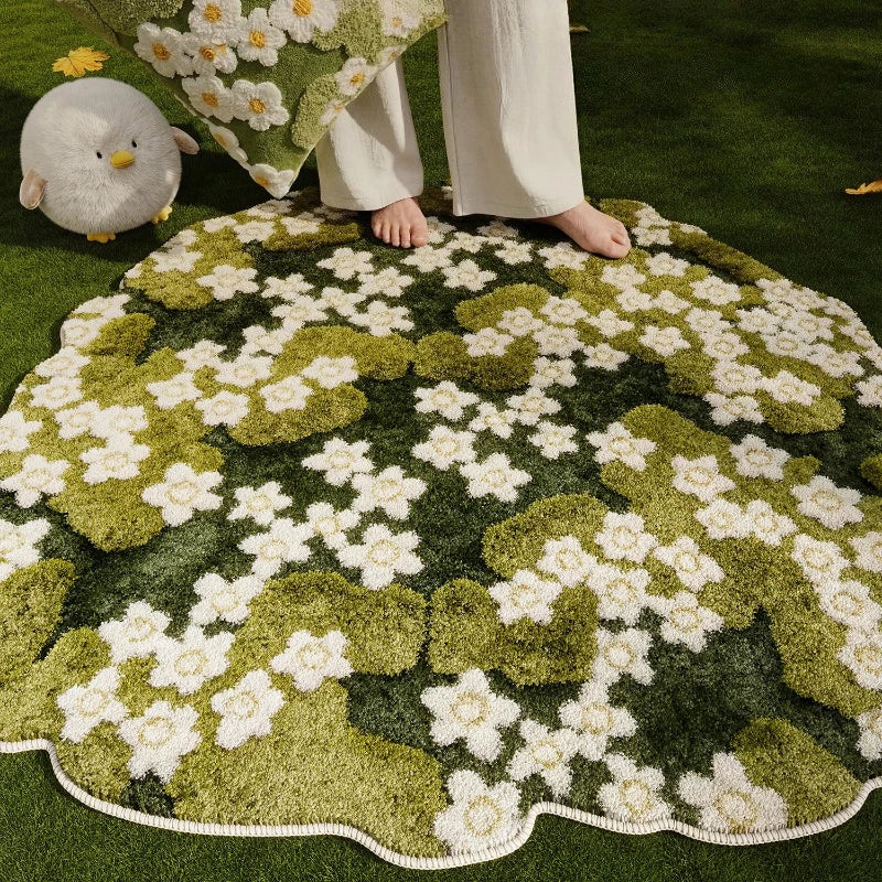 Irregular Shape Bedroom Decor Green Moss Carpet Thicken Plush Carpets for Living Room Fluffy Soft Floor Mat Washable Bedside Rug