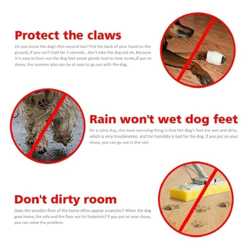 4 PCS Set of Waterproof Pet Dog Shoes, Anti Slip Soft Soled Rain Boots, Kitten Dog Shoes, Puppy Boots, Paw Accessory
