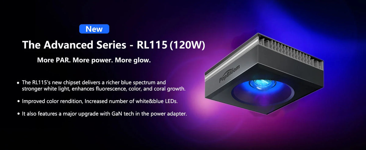 PopBloom WiFi Reef LED Light, 60W 90W 120W Full Spectrum Marine Reef LED Aquarium Lighting for Soft/LPS Corals & Saltwater Fish Nano Tanks, Built-in Timer, Sunrise Sunset
