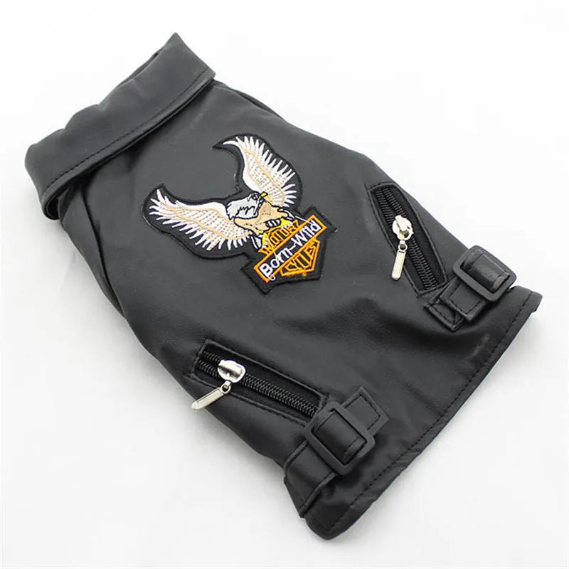 Glorious Eagle Pattern Dog Coat PU Leather Jacket Soft Waterproof Outdoor Puppy Outerwear Fashion Clothes For Small Pet