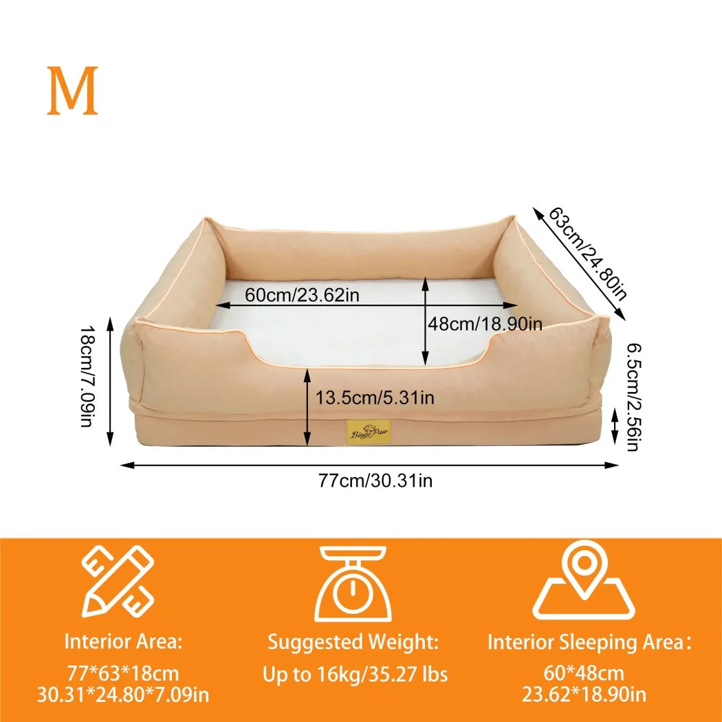 Extra Large Orthopedic Dog Bed Soft Calming Pet Sofa Couch Enhanced Bolster Deep Snuggle Bed