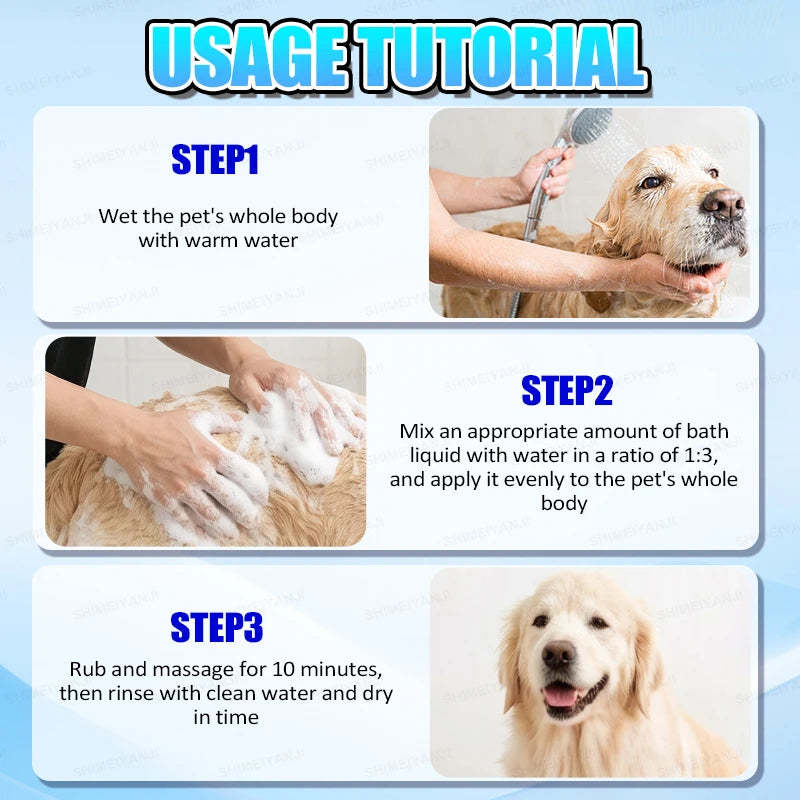 Waterless dry shampoo for cats and dogs; pet grooming and cleaning shampoo; foam; pet supplies
