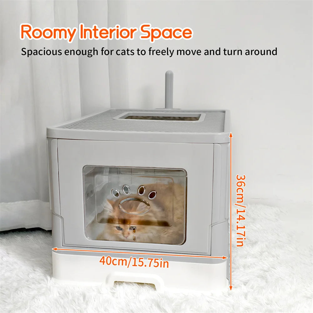Large Cat Litter Box Kitty Sandbox Cat Litter Box Enclosed Splashproof Cat Tray Toilet Cleaning Basin Supplies Pet Toilet Tray