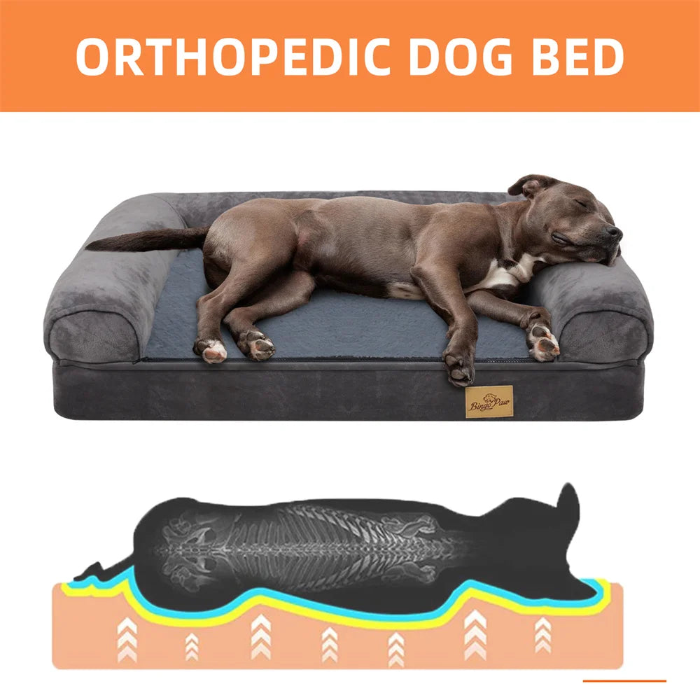 XXL XL Large Calming Dog Bed Orthopedic Memory Foam Sofa Couch Waterproof Removable Cover Plush Mat for Small Medium Large Dogs