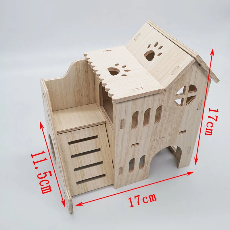 Hamster Solid Wood Shelter Hedgehog Wooden House Golden Bear Wooden Nest Dutch Pig Bedroom Rutin Chicken House Small Pet Supplie