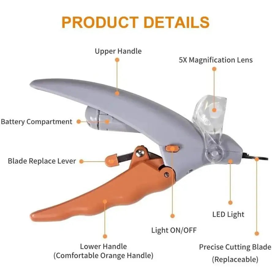 LED Pet Nail Clipper Professional Dog Cat Toe Claw Scissors Nail Trimmer Grooming Safety Stop For Small Animals Pets