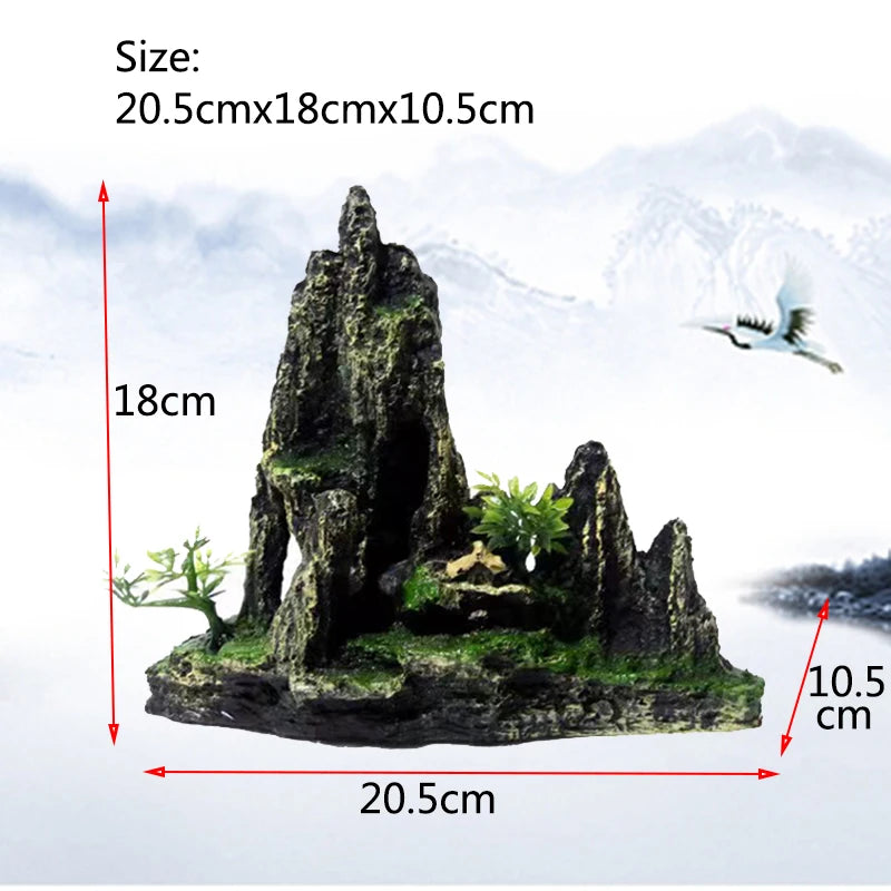 Resin Aquarium Rockery Mountain Decoration Artificial View Rock Cave Stone Tree Fish Tank Ornament Aquarium Decor Home New