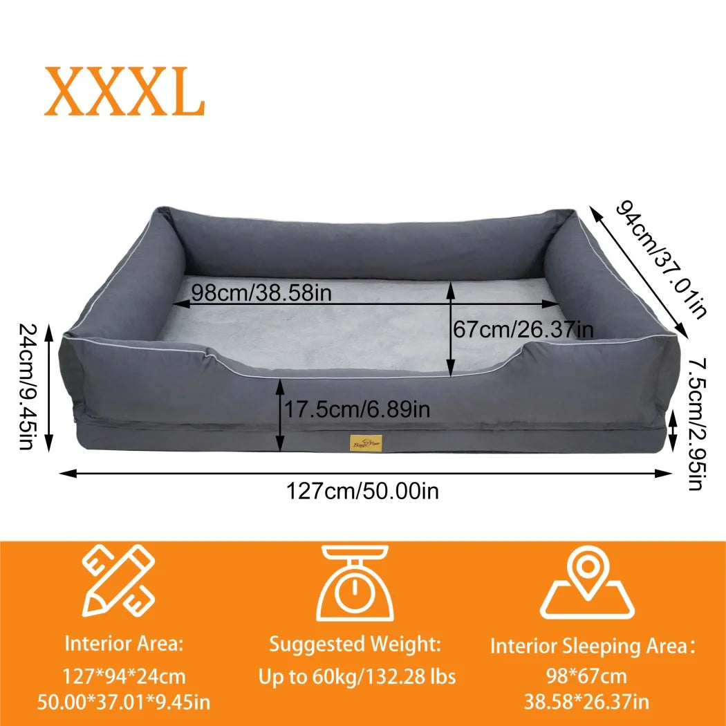 Extra Large Orthopedic Dog Bed Soft Calming Pet Sofa Couch Enhanced Bolster Deep Snuggle Bed