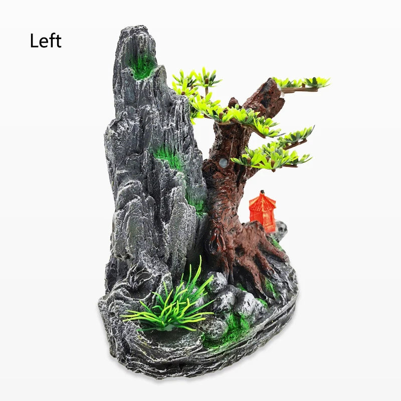 Resin Aquarium Rockery Mountain Decoration Artificial View Rock Cave Stone Tree Fish Tank Ornament Aquarium Decor Home New