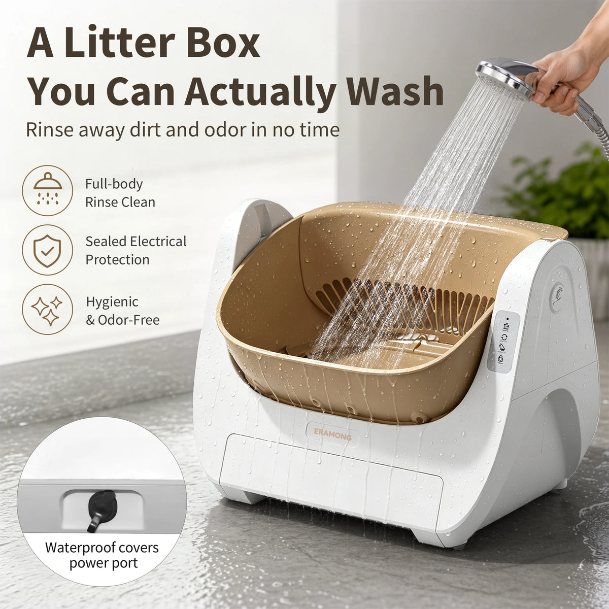 Smart Self-Cleaning Cat Litter Box with Voice Prompt Buttons, Automatic Cleaning Function, 360° Anti-Pinch Safety Protection And High-Efficiency Deodorization. Comes with a Large Waste Bin; Open-Top Design Fits Cats Weighing