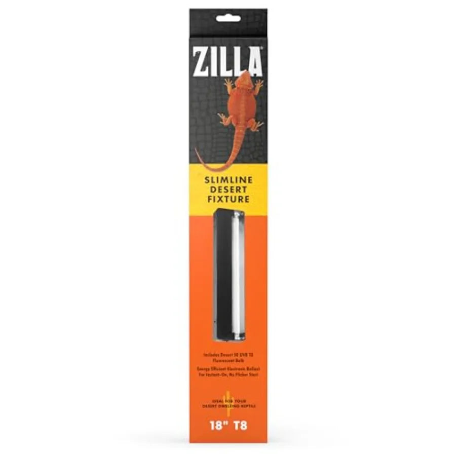 Reptile T8 Slimline Desert Pet Habitat Light Fixture with 15 Watt Fluorescent Bulb, 18 Inches, Black