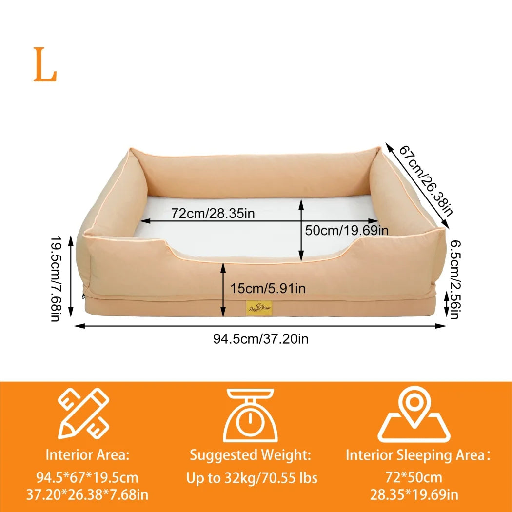 Extra Large Orthopedic Dog Bed Soft Calming Pet Sofa Couch Enhanced Bolster Deep Snuggle Bed