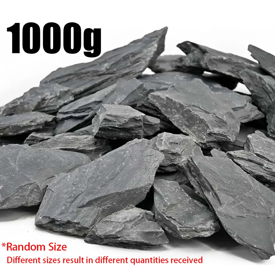 500/1000g Grey Slate Stone Flat Rocks, Irregular Thin Slate Chips, Decorative Stone Slices for Aquarium Landscaping, Garden XJM
