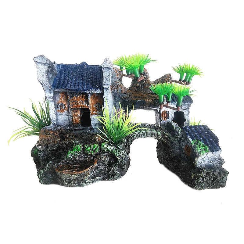Resin Aquarium Rockery Mountain Decoration Artificial View Rock Cave Stone Tree Fish Tank Ornament Aquarium Decor Home New