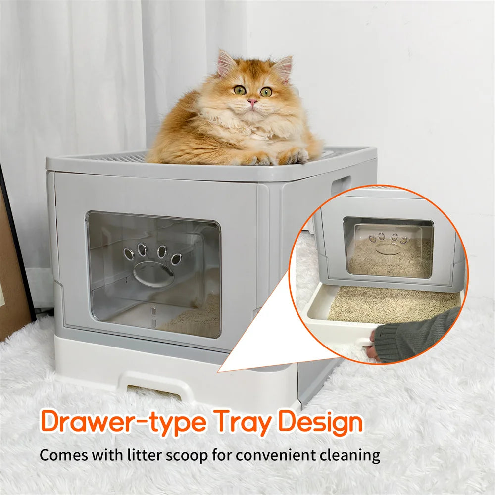 Large Cat Litter Box Kitty Sandbox Cat Litter Box Enclosed Splashproof Cat Tray Toilet Cleaning Basin Supplies Pet Toilet Tray