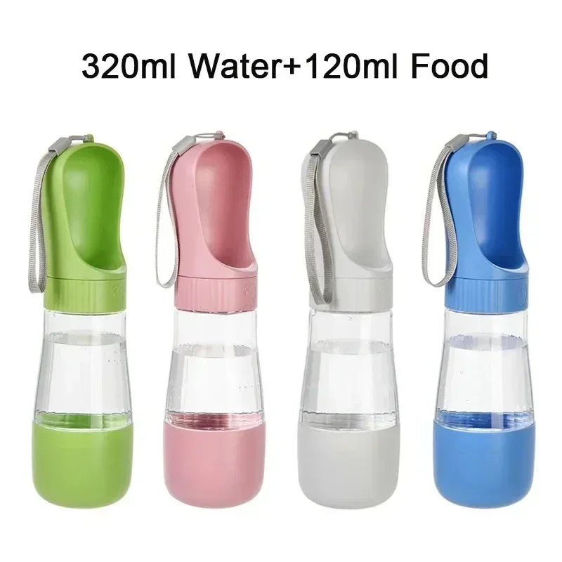 320ML Portable Dog Water Bottle With Food Container Travel 2 in 1 Pet Water Dispenser For Small Large Dogs Cat Labrador Drinking Bowls
