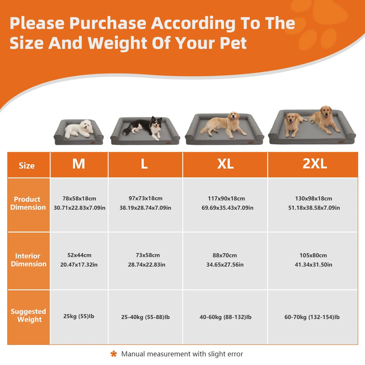 1. Orthopedic dog bed in available size options