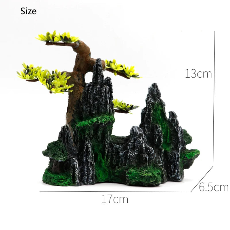 Resin Aquarium Rockery Mountain Decoration Artificial View Rock Cave Stone Tree Fish Tank Ornament Aquarium Decor Home New